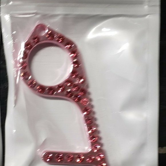 RHINESTONE Bling Double Sided Touchless Door Opener Keychain - Picture 5 of 10